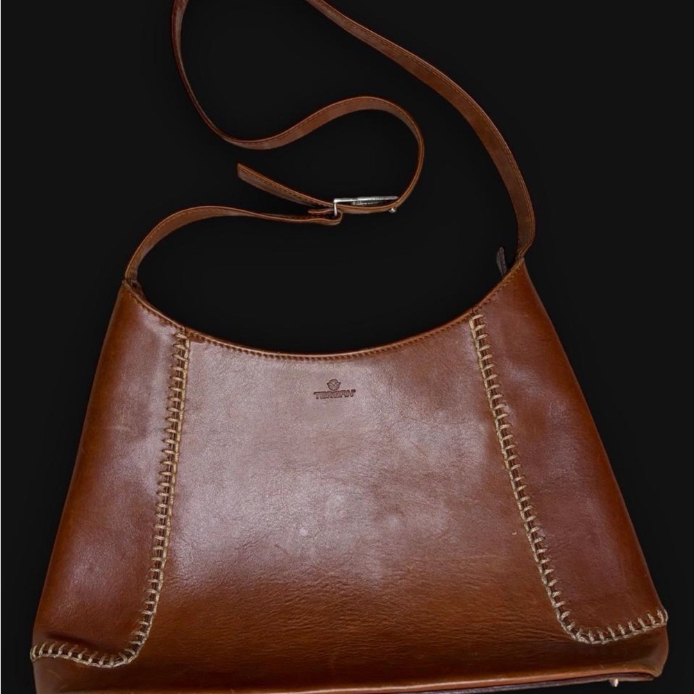 Tergan Brown Leather Shoulder Bag